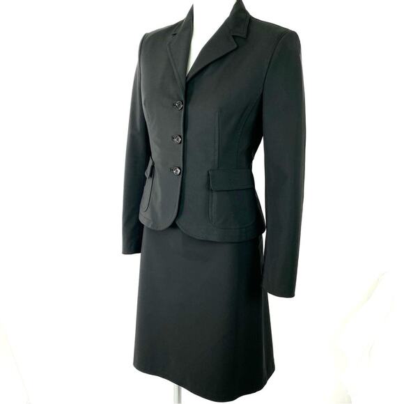 Archival PRADA Black Skirt Suit IT 42 US 6 - 90s Minimalist Office Sire Set - Picture 2 of 15